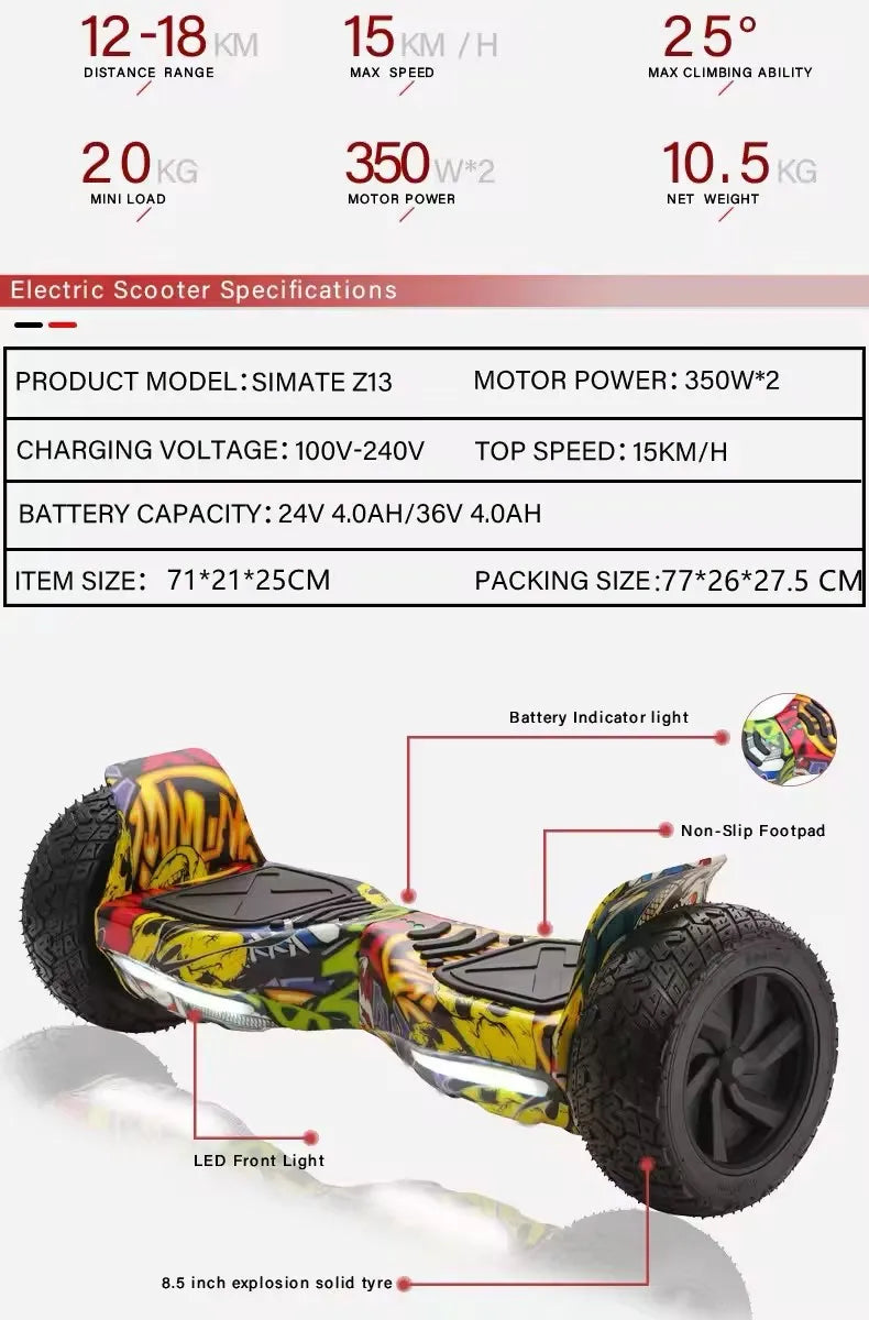 G2 Warrior 700W BT Led Light Electric Scooters Hover Board Off Road G2 Warrior Balance Car Hover Board